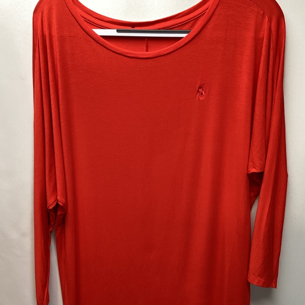 Ralph Lauren crew neck long sleeve tunic. Orange. Size Large - Picture 10 of 11